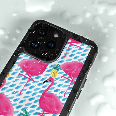 Bouffants and Broken Hearts Party Flamingos iPhone 15 Pro Waterproof Case